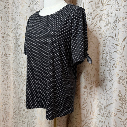 Croft & Barrow Polka Dot Short Sleeve Top Womens L Stretch Retro Classic Preppy