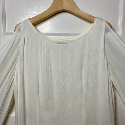 Soft Surroundings Cold Shoulder Blouse S White Balloon Sleeve Festival Boho Chic