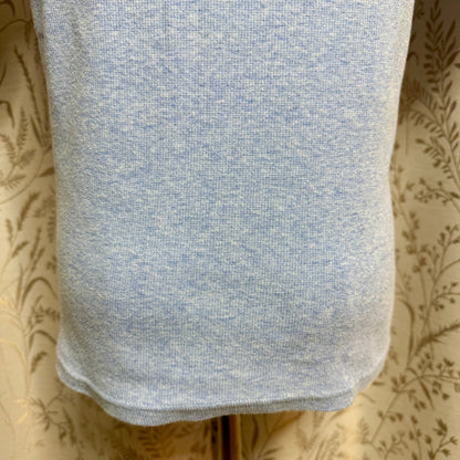 Charter Club Pima Cotton V Neck Henley Women L Blue Coastal Casual Americana
