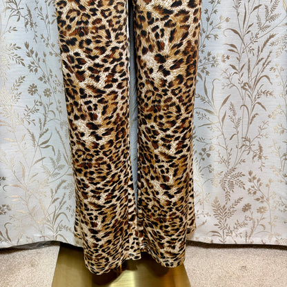 White Mark Animal Print Wide Leg Palazzo Pants Womens XL Stretch Loungewear Boho