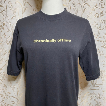 Chronically Offline T-Shirt Black XS Ironic Corporate Satire Post-Internet Indie