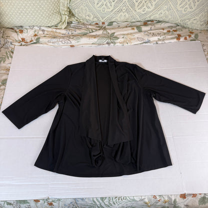 R&M Collection Cascade Waterfall Cardigan Women 1X Black Minimalist Lagenlook