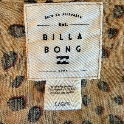 Billabong Cheetah Print Lace Up Tunic Women L Boho Beach Cover Up Resortwear