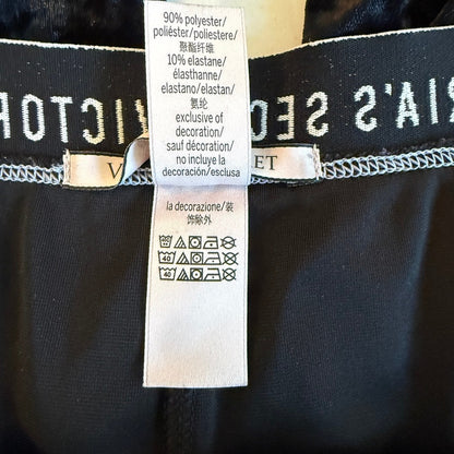 Victoria’s Secret Black Crushed Velvet Logo Leggings Women L Y2K Streetwear Glam
