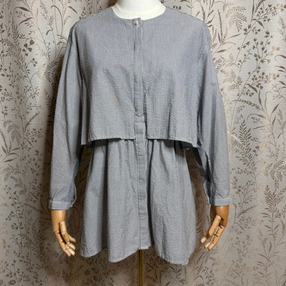American Holic Seersucker Micro-Stripe Tiered Tunic Women M Japan Avant Garde