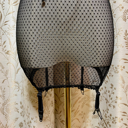 Fredericks of Hollywood Black Stretch Lace Chemise L Garter Goth Coquette Pin-Up