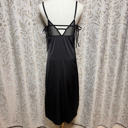 Lace Trim Sheer Mesh Asymmetric Midi Slip Dress Women M Y2K Coquette Romantic