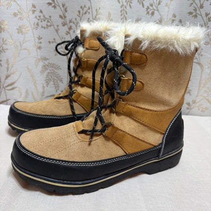 Champion Faux Fur Lined Suede Rubber Snow Boots Women 9 Apres Ski Cabincore Cozy