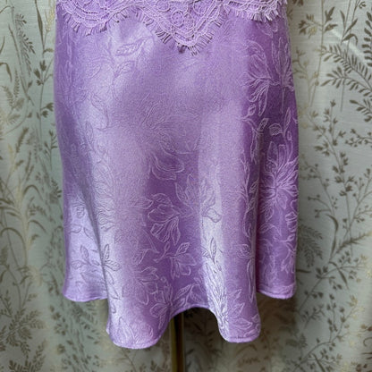 Victoria's Secret Lace Satin Slip Dress Womens M Lavender Coquette Romantic Glam