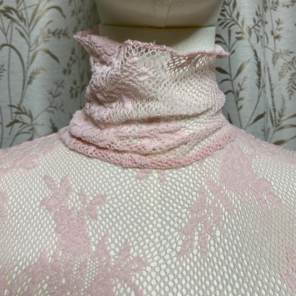 Free People Intimately Pink Lace Mock Neck Top XXS Balletcore Coquette Fairycore