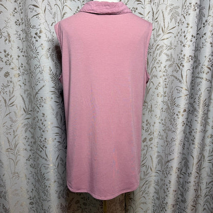 NY Collection Pink Sleeveless V-Neck Utility Tank Top XL Resortwear Gorpcore