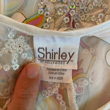 Shirley of Hollywood Silk Sequin Chemise Large Y2K Butterfly Fairycore Festival