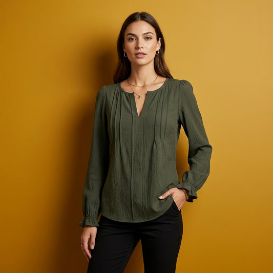 Blooming Jelly Sage Green Pintuck Blouse XS Dark Cottagecore Green Academia