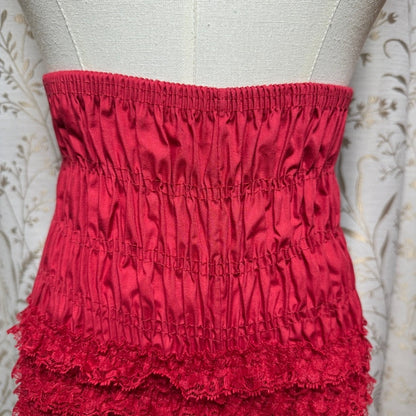 Womens Red Lace Ruffle High Waist Bloomer Shorts S/M Lolita Cosplay Coquette