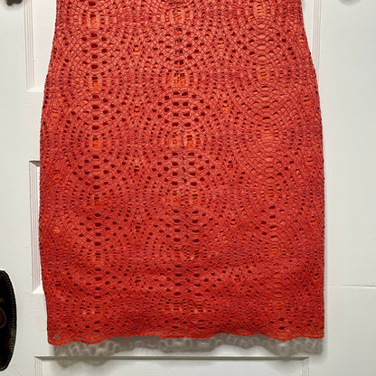Chicos Geometric Medallion Lace Sheath Dress Petite 0.5 XS Coral Boho Chic Retro