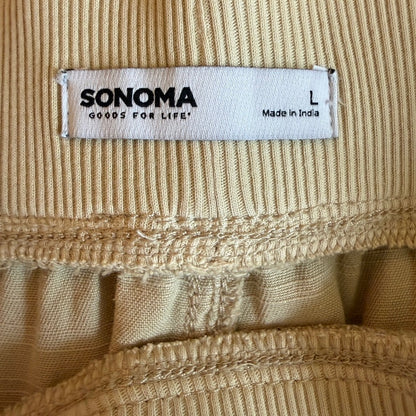 SONOMA Lyocell Linen Pants Womens L Cream Pull On Stretch Waist Neutral Coastal