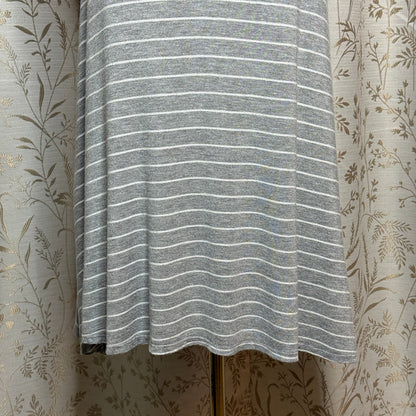 Pinc Striped Tunic Dress Women S Stretch Gray White Lagenlook Minimalist Casual
