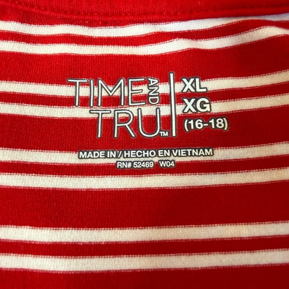 Time and Tru Stripe Midi Tank Dress XL Red White Streetwear French Girl Coastal