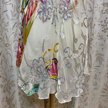 Shirley of Hollywood Silk Sequin Chemise Large Y2K Butterfly Fairycore Festival