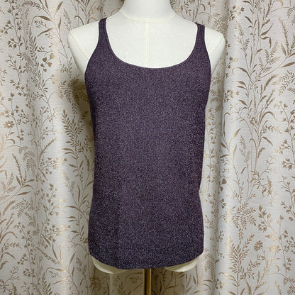 Banana Republic Metallic Tank Shimmer Charcoal Gray Indie Glam 90s Minimalist