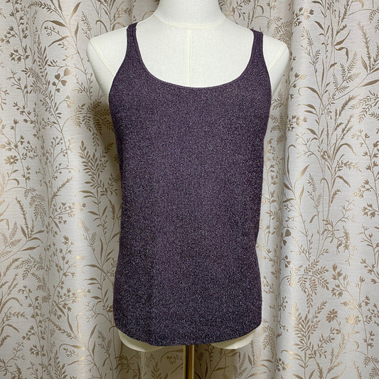 Banana Republic Metallic Tank Shimmer Charcoal Gray Indie Glam 90s Minimalist