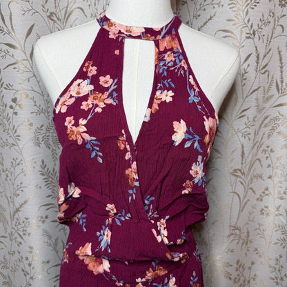 American Eagle Floral High Neck Romper Women S Keyhole Boho Festival Romantic
