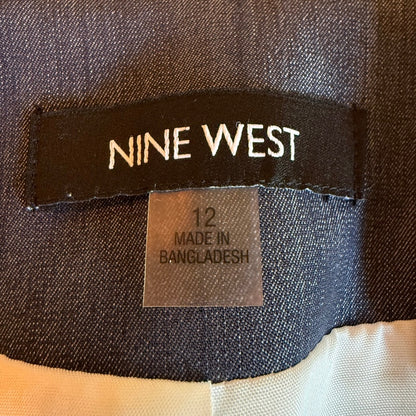 Nine West Tailored Denim-Look Blazer Women 12 Office Siren Minimalist Corpcore