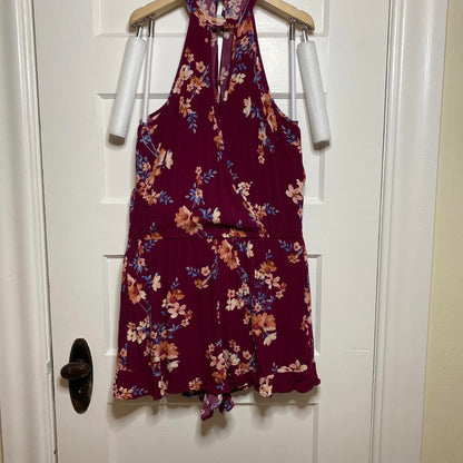 American Eagle Floral Print Halter Romper Womens S Beach Summer Travel Casual