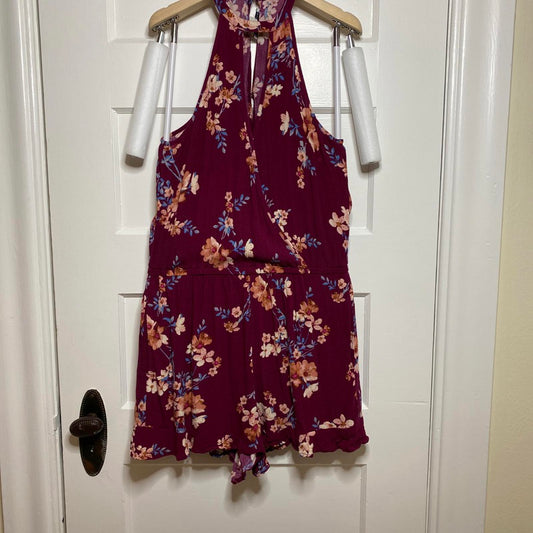 American Eagle Floral Print Halter Romper Womens S Beach Summer Travel Casual