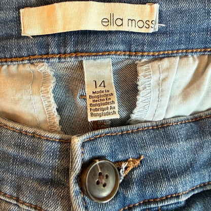 Ella Moss Wide-Leg Cropped Jeans Women 14 Med Indigo Stretch Coastal Casual Boho