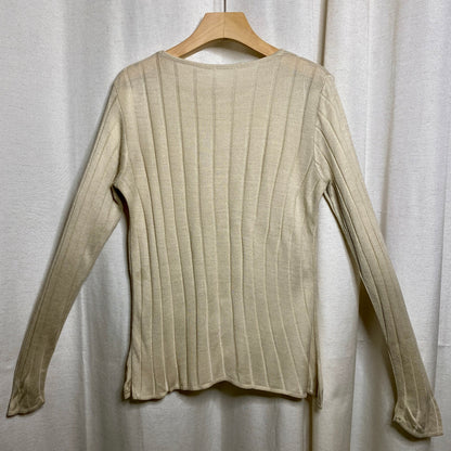 Long-Sleeve Ribbed Sweater Womens Small Academia Elevated Basics Minimalist