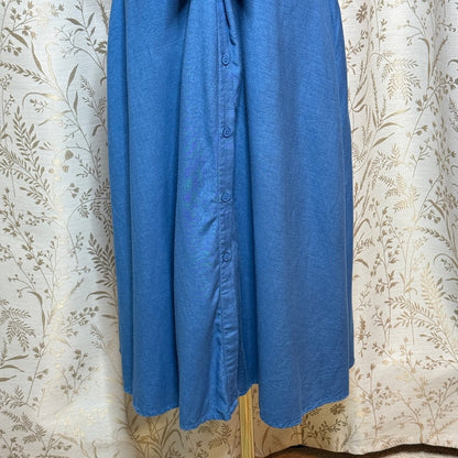 Grace Karin Tie Front Shirt Dress Women XL Blue Linen Blend Coastal Minimalist