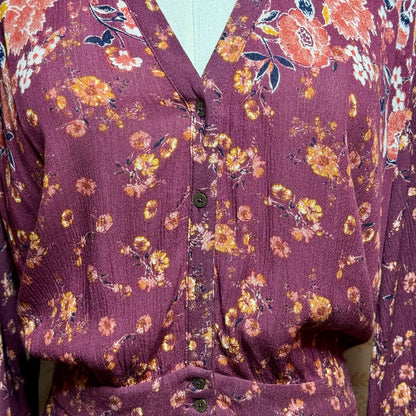 Knox Rose Boho Midi Dress Women XXL Button Front Autumn Prairie Cottagecore