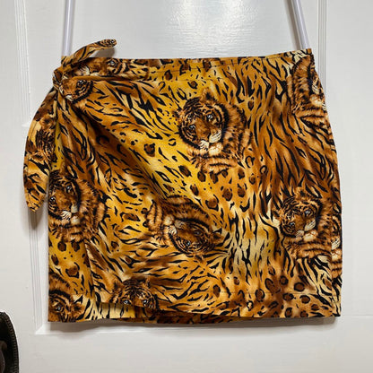 Handmade Tiger Print Wraparound Skirt Womens Small Beach Summer Animal Cover-up
