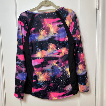 Ideology Galaxy Print Long Sleeve Activewear top Womens Large Athleisure Yoga