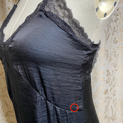 Kendall & Kylie Black Satin Lace Slip Dress XS Grunge Coquette Nightie Mini Goth