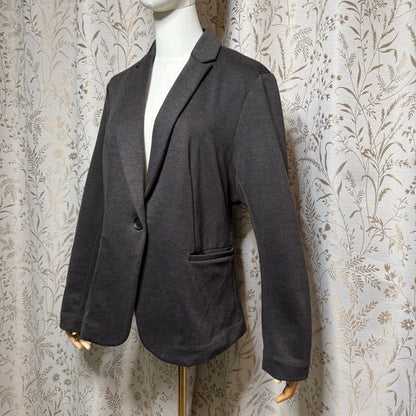 Olivia Moon Charcoal Gray Knit Blazer Womens XL Office Siren Academia Corpcore