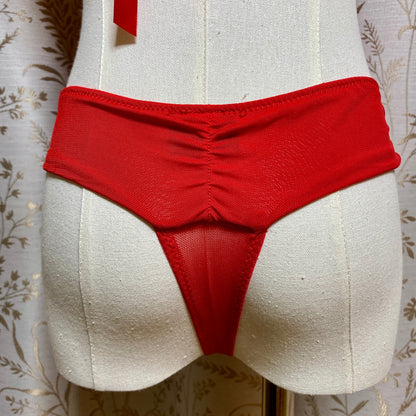 Fredericks of Hollywood Red Lace Sexy Halter Teddy M/L Coquette Pinup Baddie