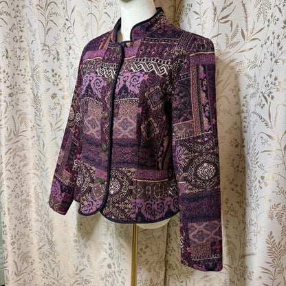 Christopher & Banks Vintage Tapestry Jacket Womens M Purple Whimsigoth Steampunk
