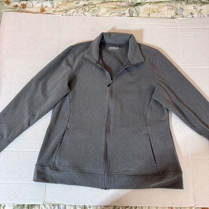 Hi-Tec Full Zip Fleece Jacket Women XXL Gray Cozy Performance Workout Athleisure