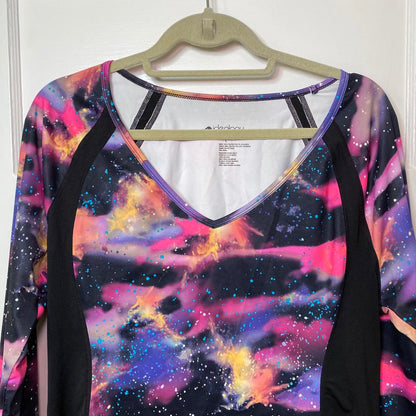 Ideology Galaxy Print Long Sleeve Activewear top Womens Large Athleisure Yoga