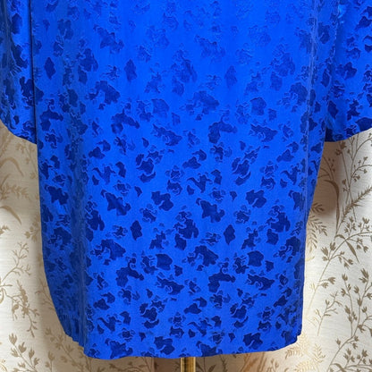 CASSIS Vintage Silk Jacquard Kimono Cardigan Women 14 Blue Boho Romantic Luxe