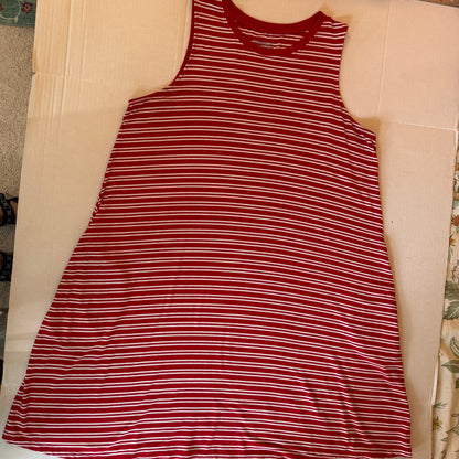 Time and Tru Stripe Midi Tank Dress XL Red White Streetwear French Girl Coastal