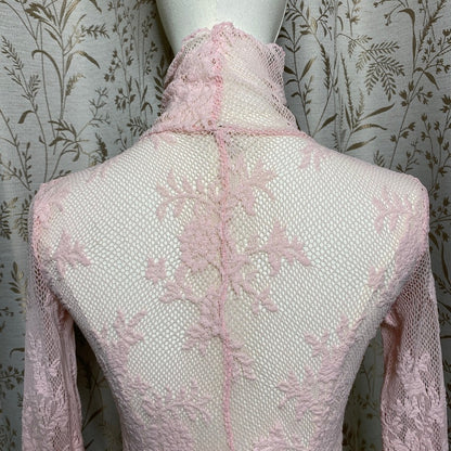 Free People Intimately Pink Lace Mock Neck Top XXS Balletcore Coquette Fairycore