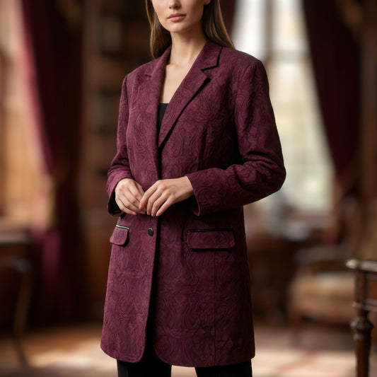 Monroe & Main Burgundy Tapestry Jacket Women Sz 18W Whimsigoth Victorian Vampire