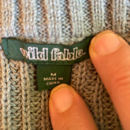 Wild Fable Grey Cropped Shaker Knit Sweater M 90s Grunge Minimalist Street Retro