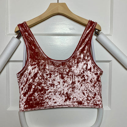Fashion Nova Womens Pink Crushed Velvet Crop Top Tank XL Y2K Festival Rave Party
