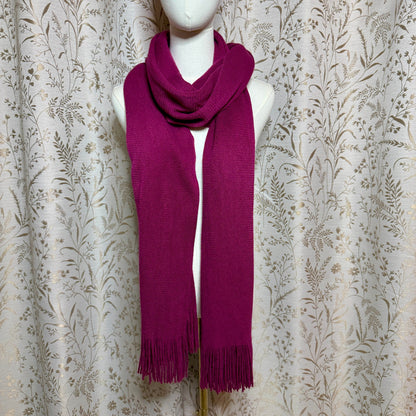 Magenta Pink Knit Fringe Wrap Shawl Women OS Boho Cozy Romantic Travel Comfort