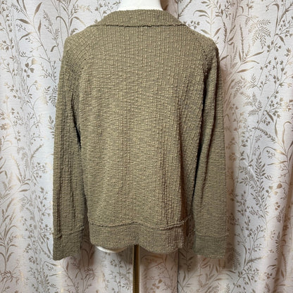 Two by Vince Camuto Textured Button Front Cardigan Women M Forestcore Earthcore