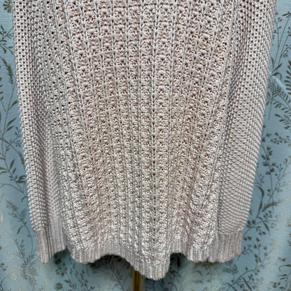 Calvin Klein Jeans Pink Shimmer Knit Sweater Women XL Preppy Boho Light Academia